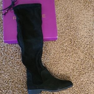 Black suede tall boots